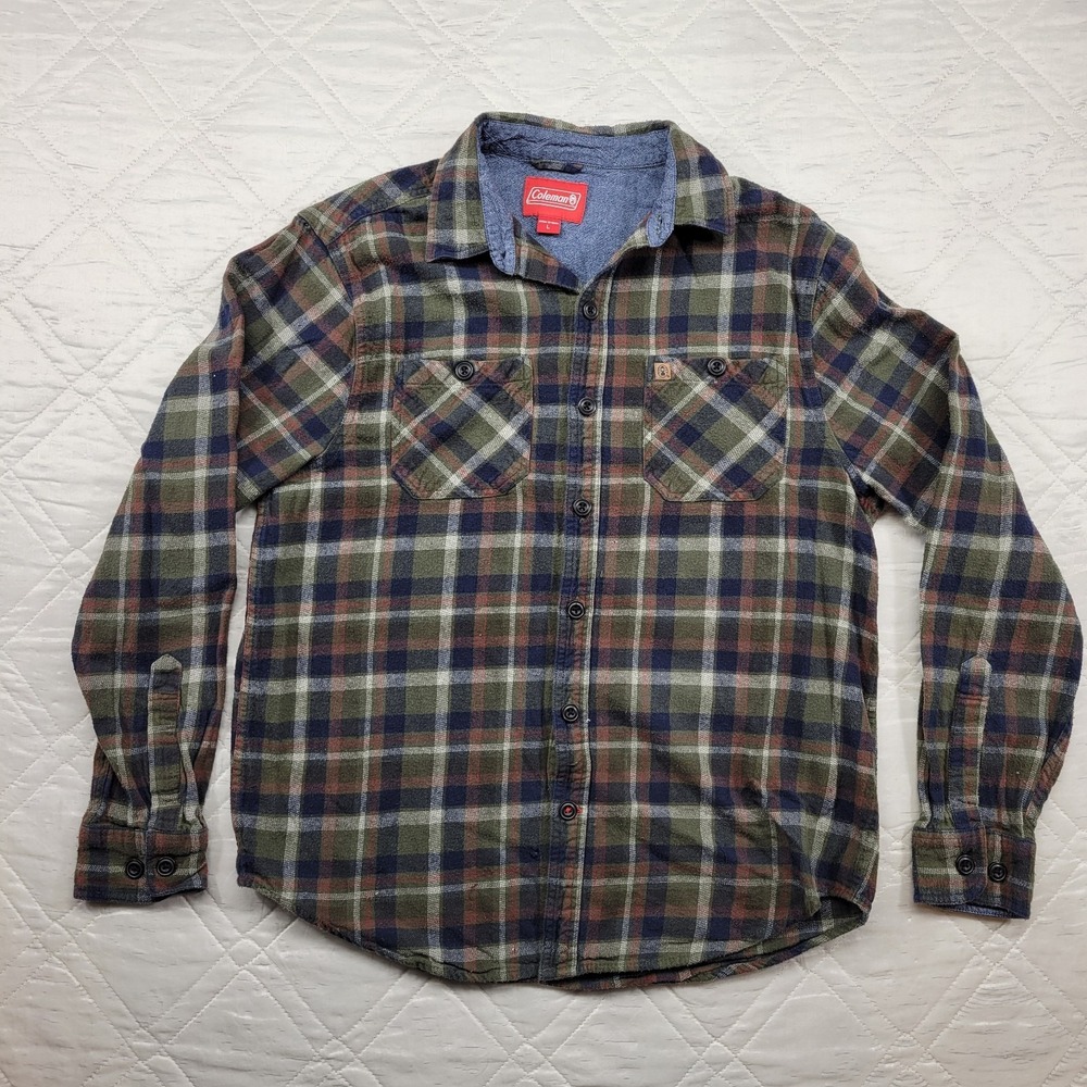 Coleman‎ Vintage gray plaid long sleeve flannel button front shirt size L